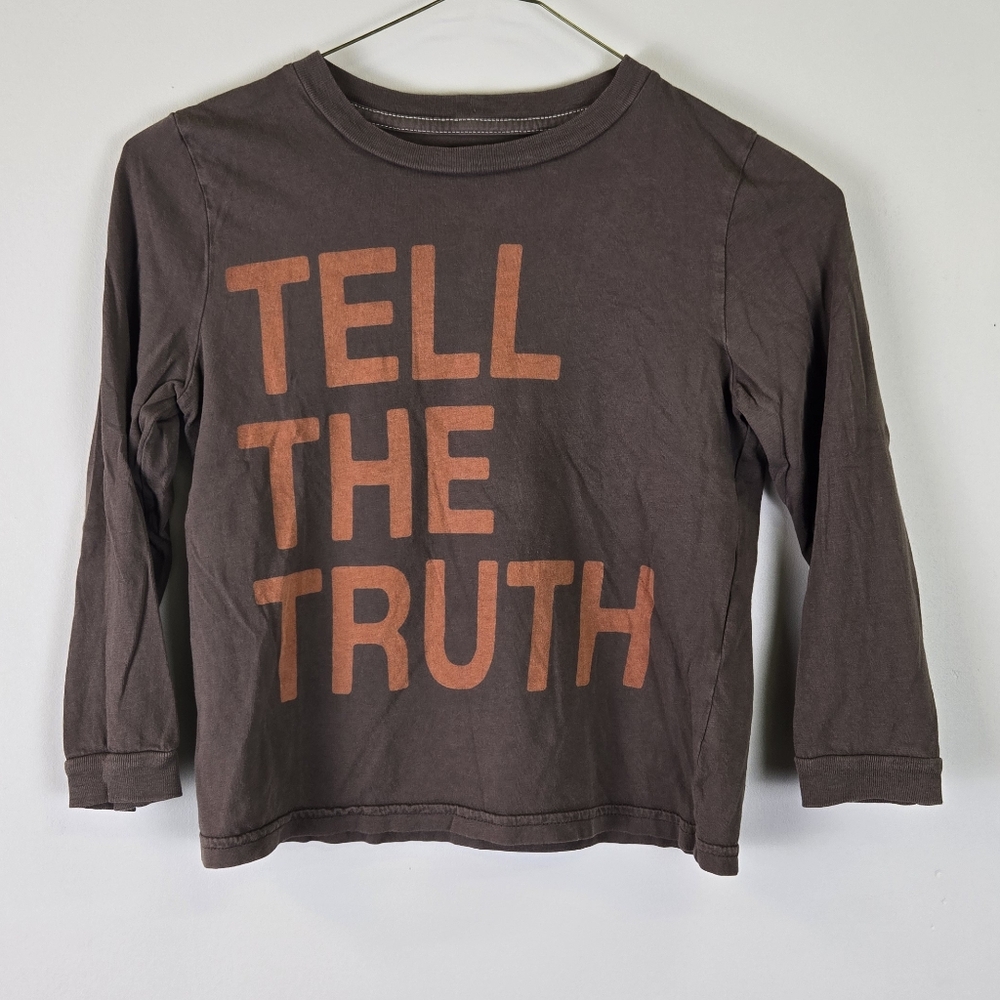 PEEK ...Sgt. Fletcher Small 4/5 "Tell The Truth" Brown Orange Long-sleeved Top